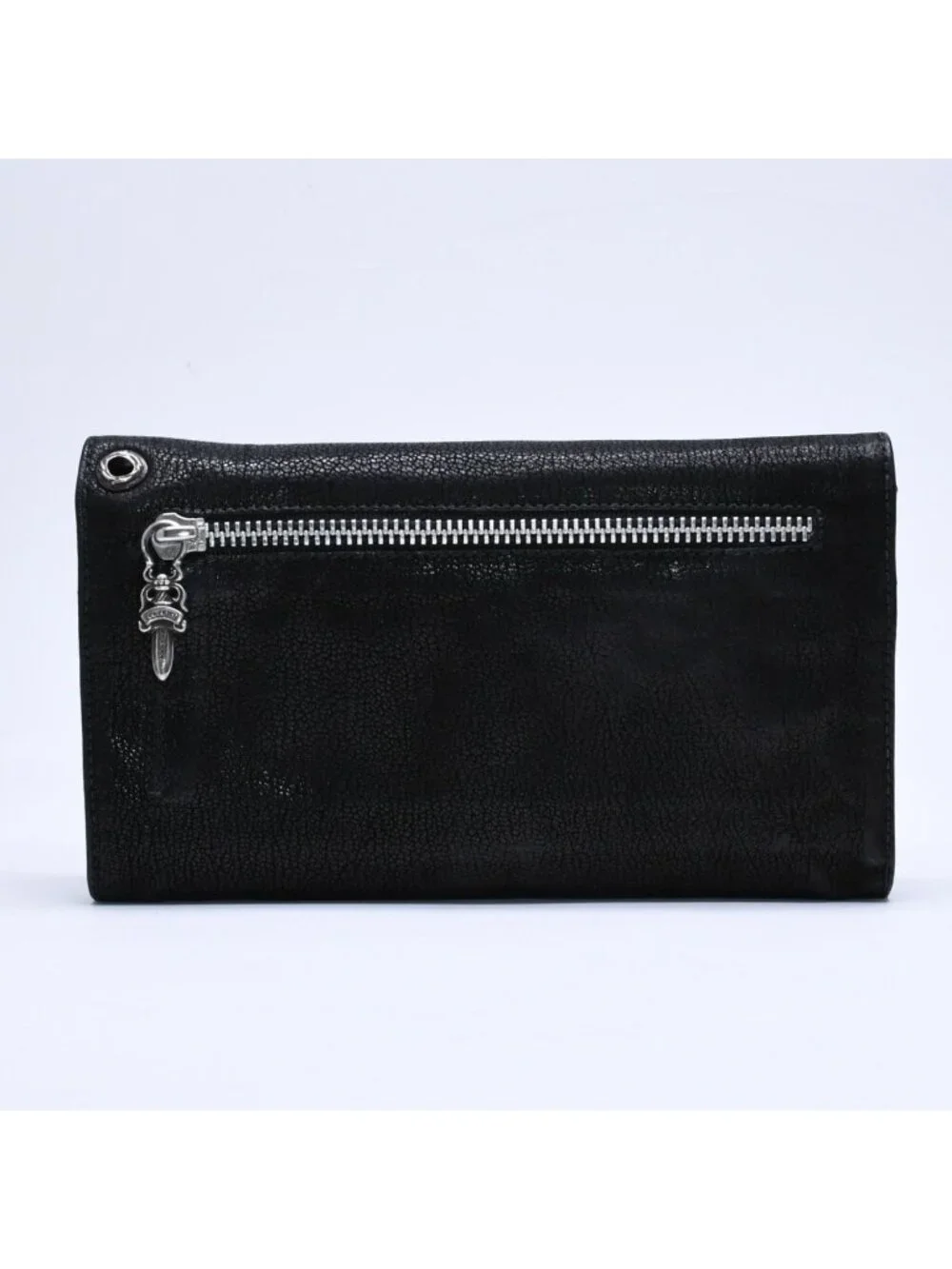 Chrome Hearts Wave Destroy Lthr Wallet Cross Button Leather 925 Sterling Silver